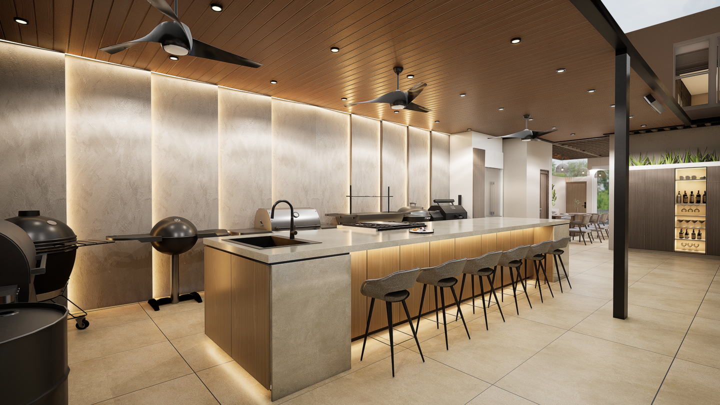 Render + Shop Drawing- Cocina Exterior y Pergola