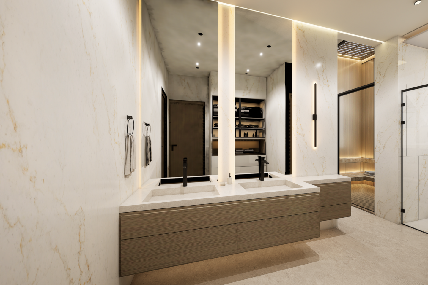Render + Shop Drawing- Lavamanos Dobles