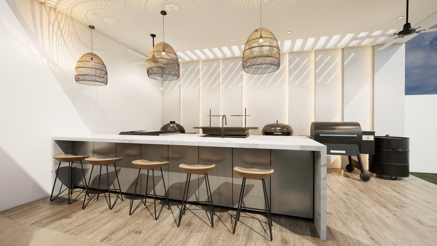 Render + Shop Drawing- Cocina Exterior M.1