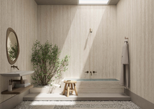 Load image into Gallery viewer, Kenara Angara trevertine vein cut rigato - installed interior
